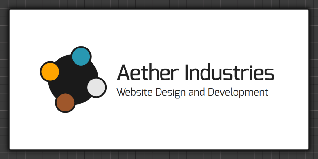 Aether Industries logo circa 2015 on a white background with dark grey tile border