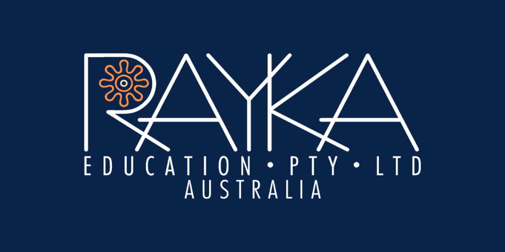 Rayka Education Pty Ltd Australia in white text on a dark blue background